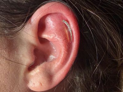 1st Helix piercing with 14k Yellow Gold Cluster/Multi-Gem by Other by Mingo at Platinum Tattoos & Piercings, San Antonio TX