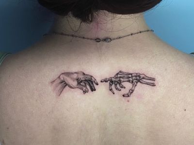 Black & Grey, Blackwork, Fine Line tattoo on the Spine by Remy at Platinum Tattoos & Piercings, San Antonio TX