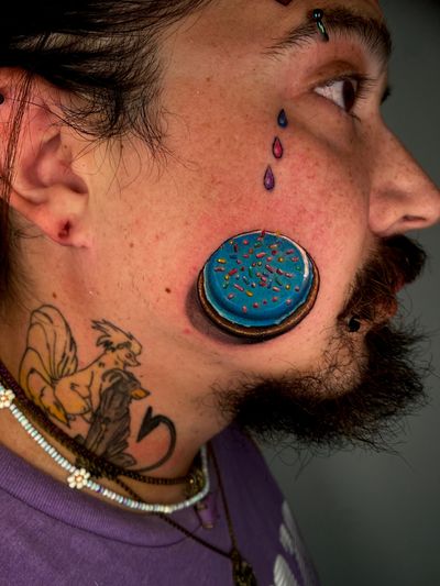 Color Multi-Color tattoo on the Face by Remy at Platinum Tattoos & Piercings, San Antonio TX