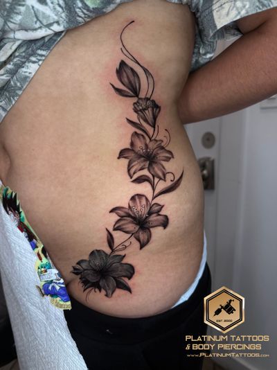 Tattoo Black & Grey on the Rib by Jerson at Platinum Tattoos & Piercings, San Antonio TX