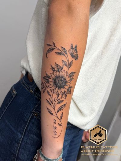 Blackwork tattoo on the forearm by Jerson at Platinum Tattoos & Piercings, San Antonio TX