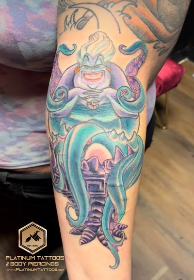 Illustrative tattoo on the Upper Arm by JR at Platinum Tattoos & Piercings, San Antonio TX