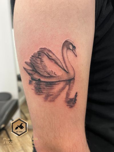 Blackwork & Black & Grey service on the bicep by Jesus at Platinum Tattoos Piercings, San Antonio TX