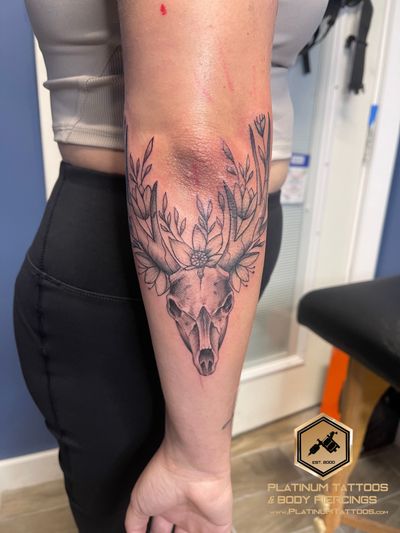 Tattoo Fine Line Dotwork Bio-Mechanical on the Forearm by Jerson at Platinum Tattoos & Piercings, San Antonio TX