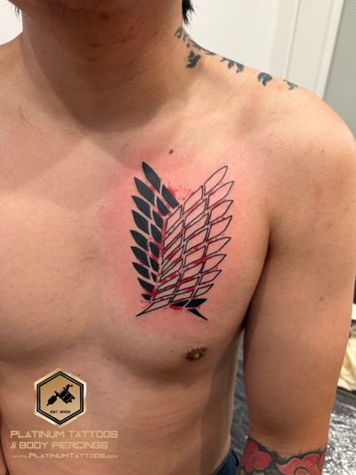 Tattoo Traditional Bio-Mechanical Geometric on the Chest by Jerson